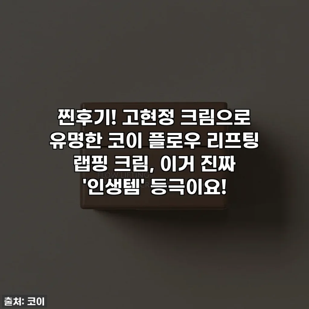 찐후기! 고현정 크림으로 유명한 코이 플로우 리프팅 랩핑 크림, 이거 진짜 '인생템' 등극이요!