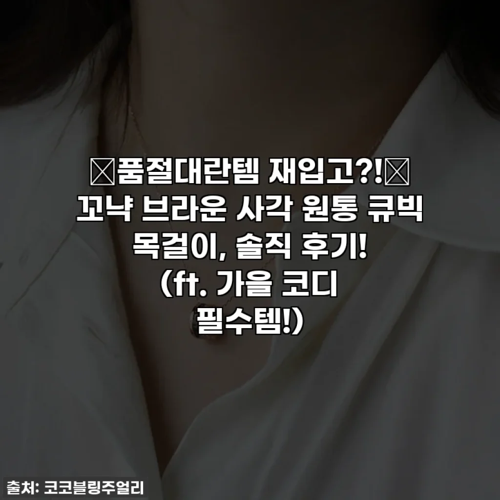 ✨품절대란템 재입고?!✨ 꼬냑 브라운 사각 원통 큐빅 목걸이, 솔직 후기! (ft. 가을 코디 필수템!)
