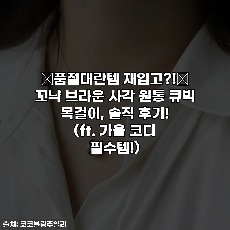 ✨품절대란템 재입고?!✨ 꼬냑 브라운 사각 원통 큐빅 목걸이, 솔직 후기! (ft. 가을 코디 필수템!)