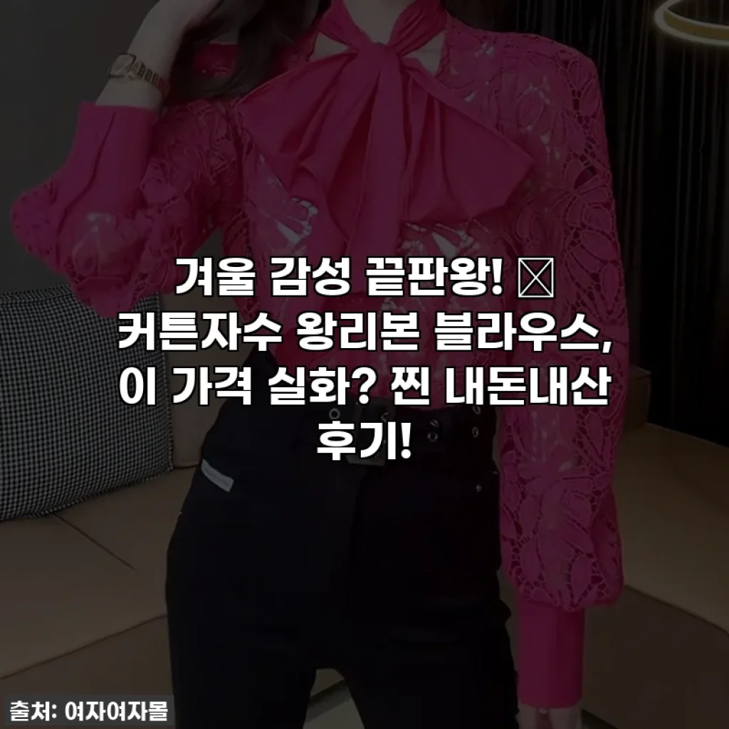 겨울 감성 끝판왕! ✨ 커튼자수 왕리본 블라우스, 이 가격 실화? 찐 내돈내산 후기!
