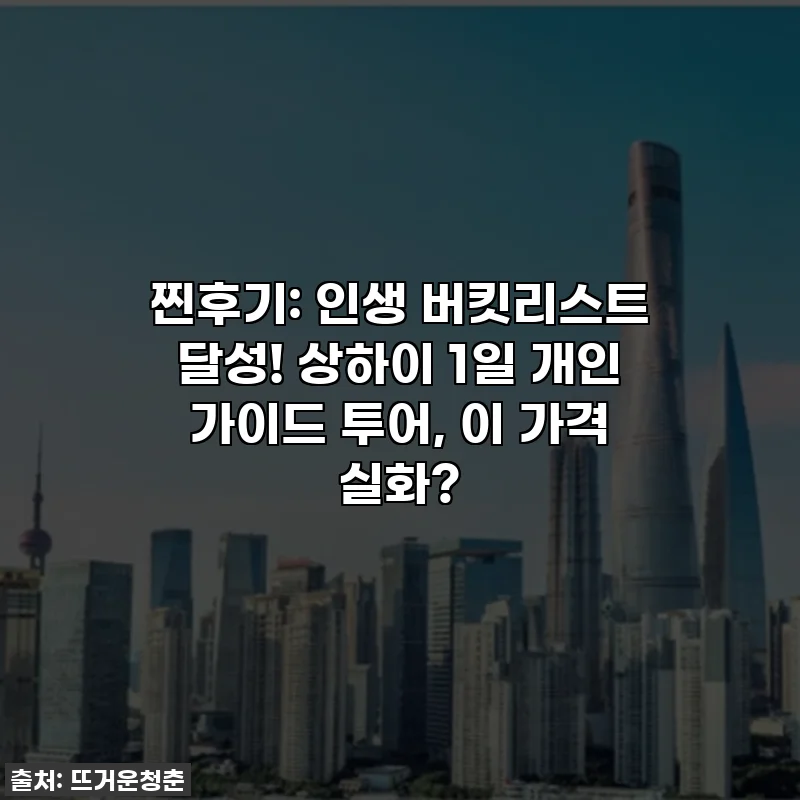 찐후기: 인생 버킷리스트 달성! 상하이 1일 개인 가이드 투어, 이 가격 실화?