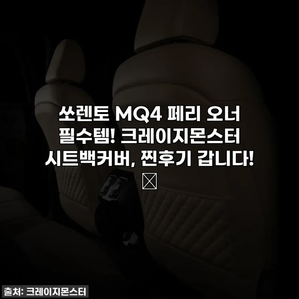 쏘렌토 MQ4 페리 오너 필수템! 크레이지몬스터 시트백커버, 찐후기 갑니다! ✨