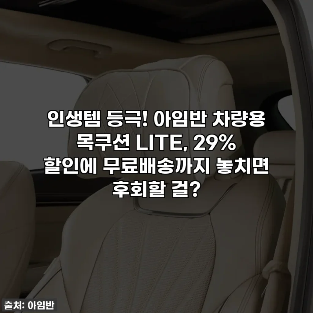 인생템 등극! 아임반 차량용 목쿠션 LITE, 29% 할인에 무료배송까지 놓치면 후회할 걸?