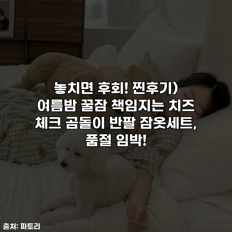 놓치면 후회! 찐후기) 여름밤 꿀잠 책임지는 치즈 체크 곰돌이 반팔 잠옷세트, 품절 임박!