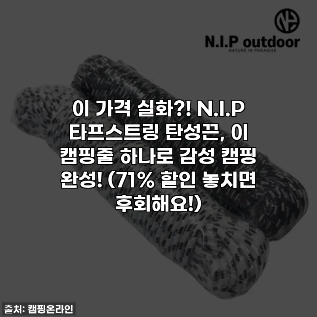 이 가격 실화?! N.I.P 타프스트링 탄성끈, 이 캠핑줄 하나로 감성 캠핑 완성! (71% 할인 놓치면 후회해요!)