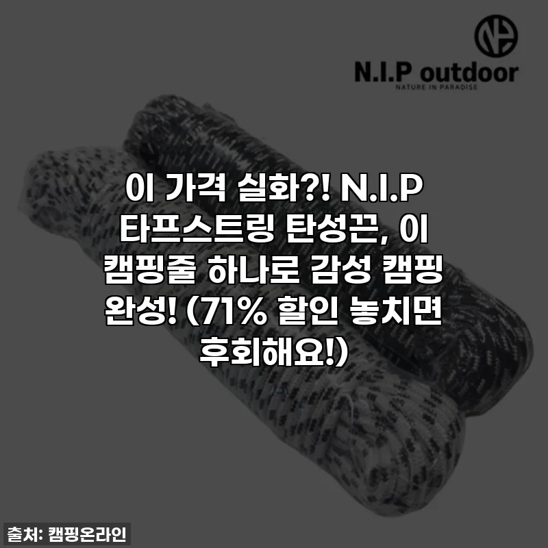이 가격 실화?! N.I.P 타프스트링 탄성끈, 이 캠핑줄 하나로 감성 캠핑 완성! (71% 할인 놓치면 후회해요!)