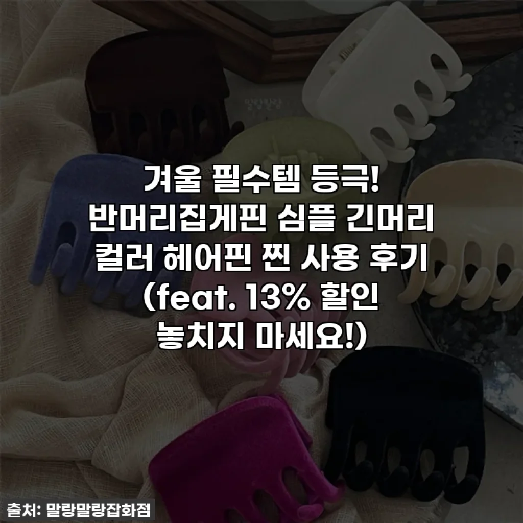 겨울 필수템 등극! 반머리집게핀 심플 긴머리 컬러 헤어핀 찐 사용 후기 (feat. 13% 할인 놓치지 마세요!)