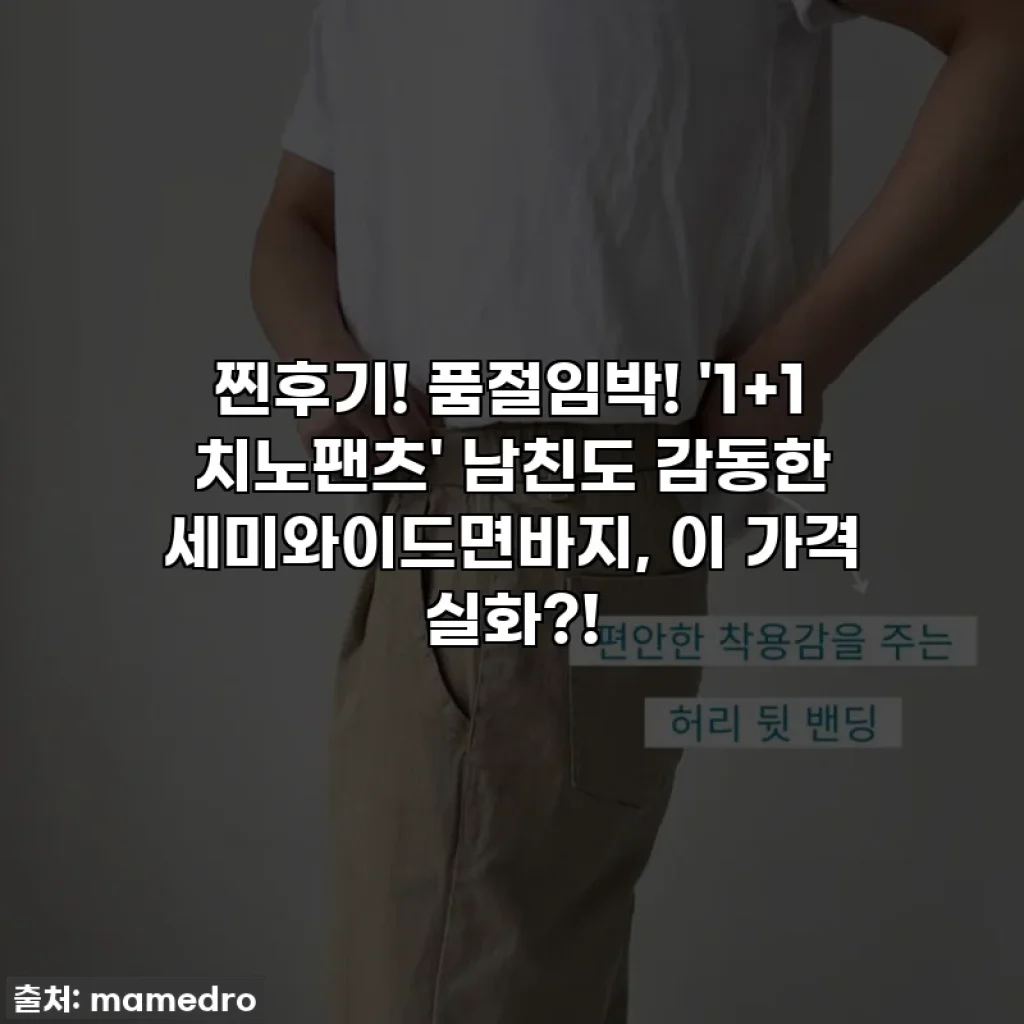 찐후기! 품절임박! '1+1 치노팬츠' 남친도 감동한 세미와이드면바지, 이 가격 실화?!