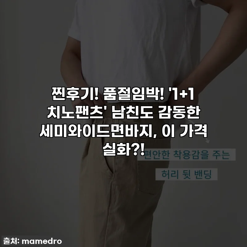 찐후기! 품절임박! '1+1 치노팬츠' 남친도 감동한 세미와이드면바지, 이 가격 실화?!