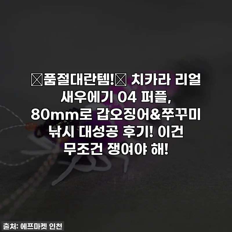 🚨품절대란템!🚨 치카라 리얼 새우에기 04 퍼플, 80mm로 갑오징어&쭈꾸미 낚시 대성공 후기! 이건 무조건 쟁여야 해!