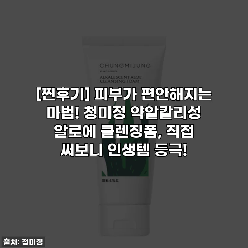 [찐후기] 피부가 편안해지는 마법! 청미정 약알칼리성 알로에 클렌징폼, 직접 써보니 인생템 등극!