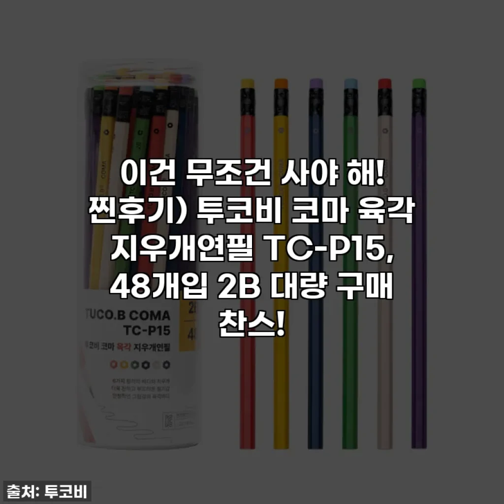 이건 무조건 사야 해! 찐후기) 투코비 코마 육각 지우개연필 TC-P15, 48개입 2B 대량 구매 찬스!