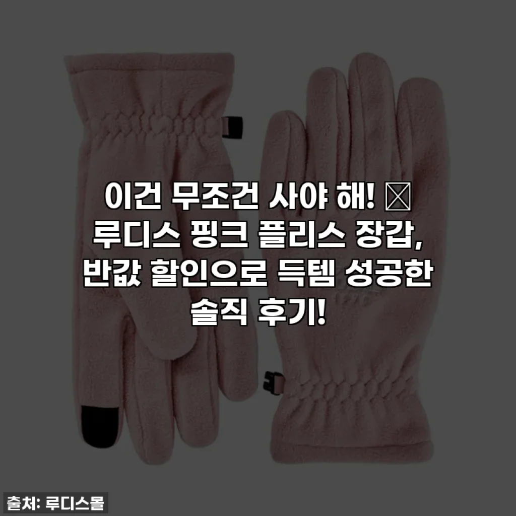 이건 무조건 사야 해! 💖 루디스 핑크 플리스 장갑, 반값 할인으로 득템 성공한 솔직 후기!