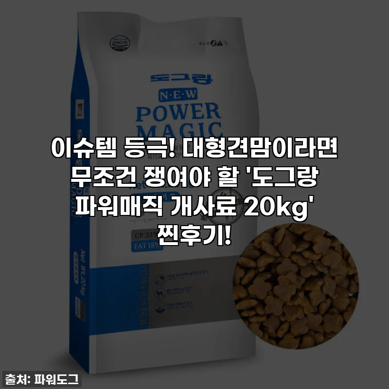 이슈템 등극! 대형견맘이라면 무조건 쟁여야 할 '도그랑 파워매직 개사료 20kg' 찐후기!