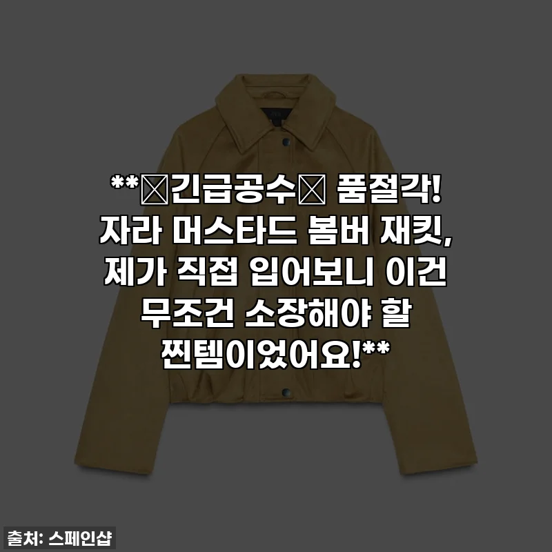 **🚨긴급공수🚨 품절각! 자라 머스타드 봄버 재킷, 제가 직접 입어보니 이건 무조건 소장해야 할 찐템이었어요!**