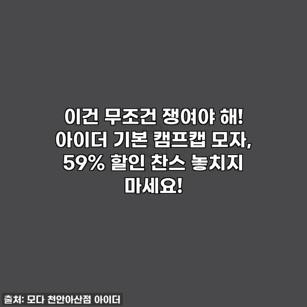 이건 무조건 쟁여야 해! 아이더 기본 캠프캡 모자, 59% 할인 찬스 놓치지 마세요!