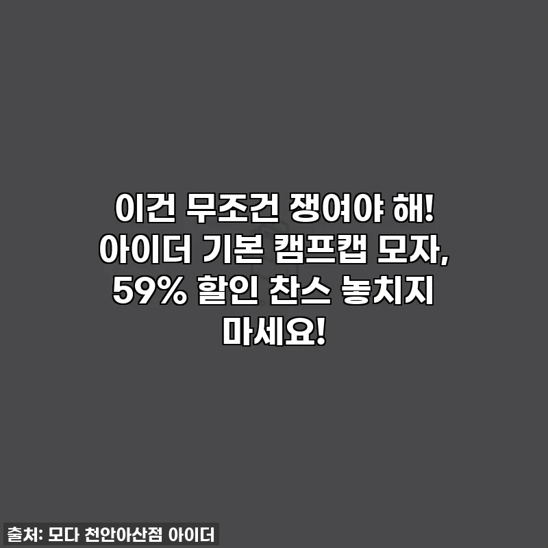 이건 무조건 쟁여야 해! 아이더 기본 캠프캡 모자, 59% 할인 찬스 놓치지 마세요!