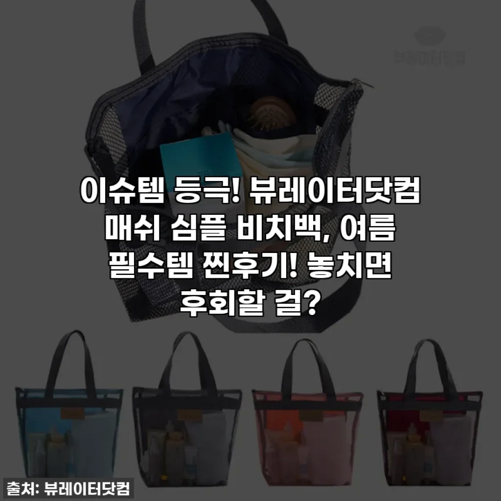 이슈템 등극! 뷰레이터닷컴 매쉬 심플 비치백, 여름 필수템 찐후기! 놓치면 후회할 걸?