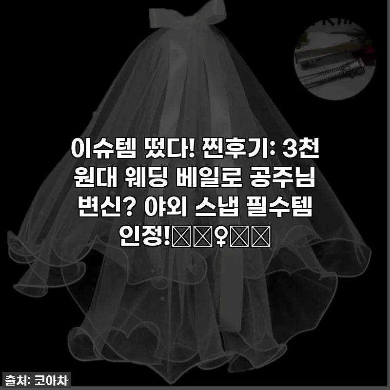 이슈템 떴다! 찐후기: 3천 원대 웨딩 베일로 공주님 변신? 야외 스냅 필수템 인정!👰‍♀️💖