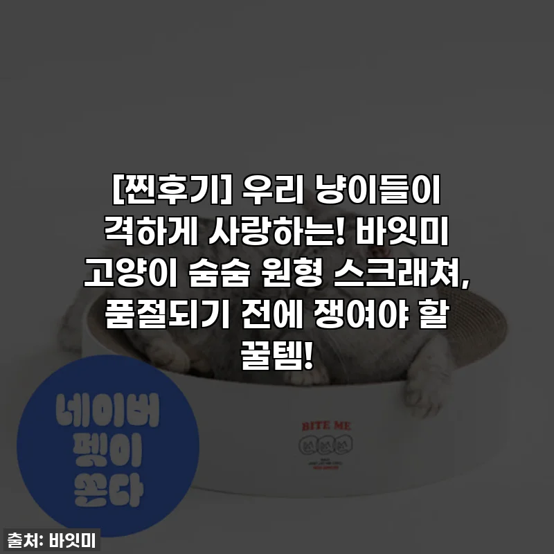 [찐후기] 우리 냥이들이 격하게 사랑하는! 바잇미 고양이 숨숨 원형 스크래쳐, 품절되기 전에 쟁여야 할 꿀템!
