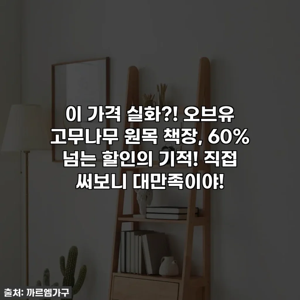 이 가격 실화?! 오브유 고무나무 원목 책장, 60% 넘는 할인의 기적! 직접 써보니 대만족이야!