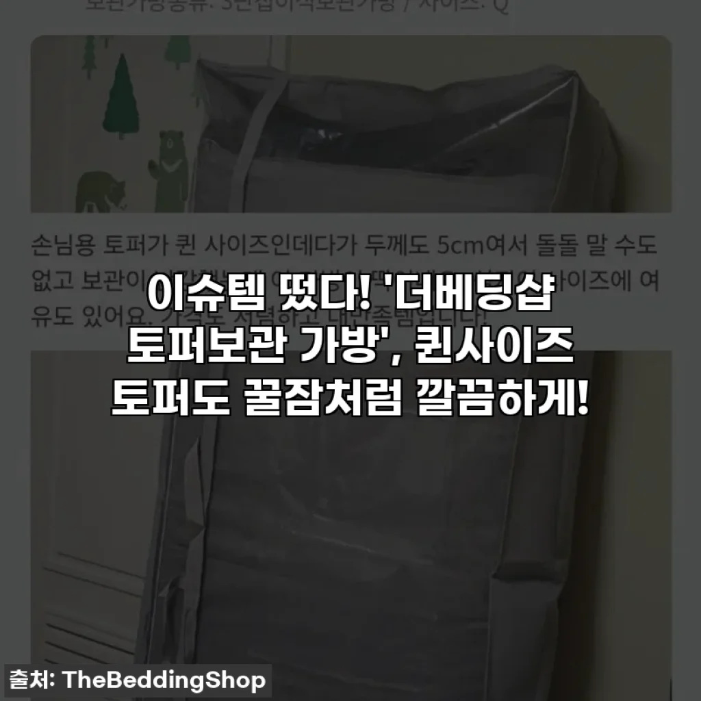 이슈템 떴다! '더베딩샵 토퍼보관 가방', 퀸사이즈 토퍼도 꿀잠처럼 깔끔하게!