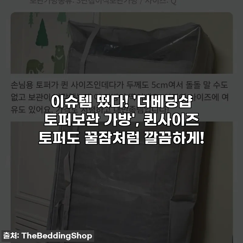 이슈템 떴다! '더베딩샵 토퍼보관 가방', 퀸사이즈 토퍼도 꿀잠처럼 깔끔하게!