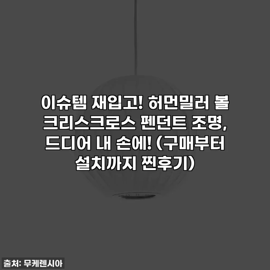 이슈템 재입고! 허먼밀러 볼 크리스크로스 펜던트 조명, 드디어 내 손에! (구매부터 설치까지 찐후기)