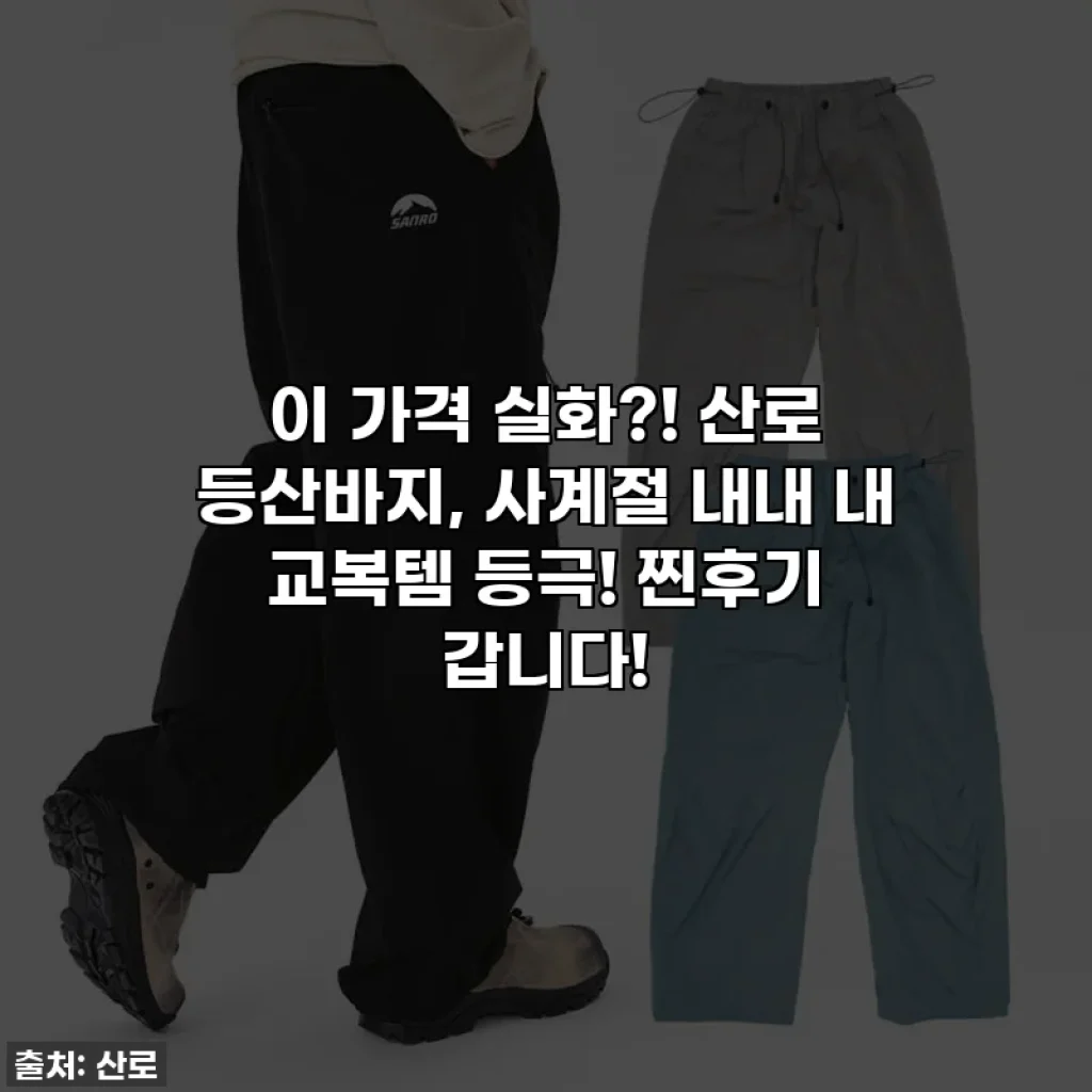 이 가격 실화?! 산로 등산바지, 사계절 내내 내 교복템 등극! 찐후기 갑니다!