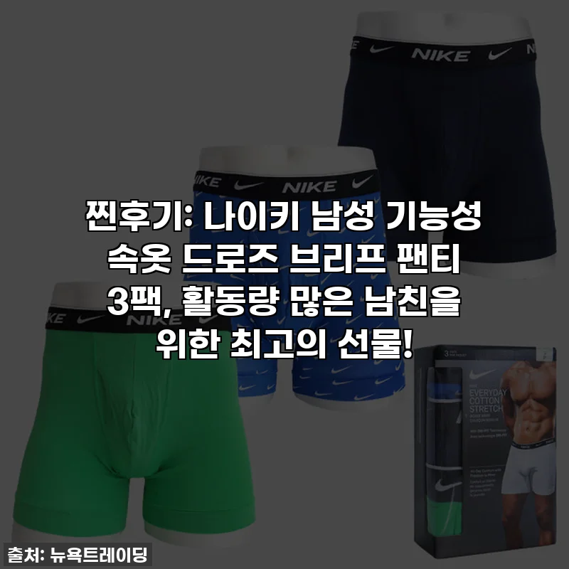 찐후기: 나이키 남성 기능성 속옷 드로즈 브리프 팬티 3팩, 활동량 많은 남친을 위한 최고의 선물!