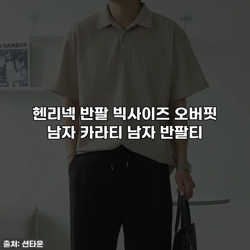 헨리넥 반팔 빅사이즈 오버핏 남자 카라티 남자 반팔티