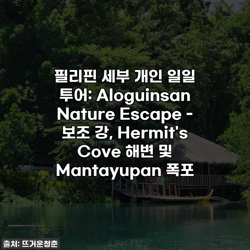 필리핀 세부 개인 일일 투어: Aloguinsan Nature Escape - 보조 강, Hermit's Cove 해변 및 Mantayupan 폭포