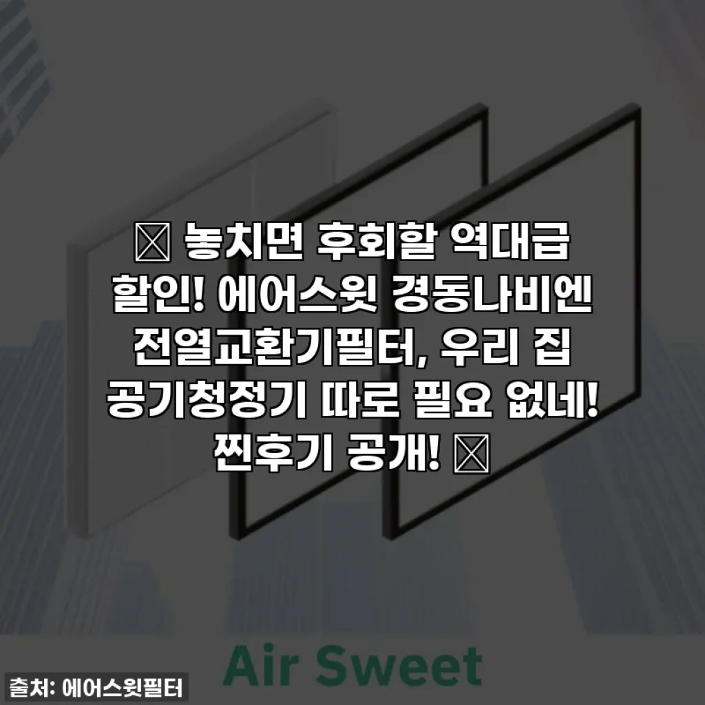✨ 놓치면 후회할 역대급 할인! 에어스윗 경동나비엔 전열교환기필터, 우리 집 공기청정기 따로 필요 없네! 찐후기 공개! ✨