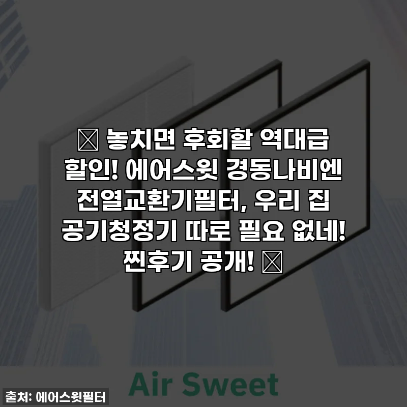 ✨ 놓치면 후회할 역대급 할인! 에어스윗 경동나비엔 전열교환기필터, 우리 집 공기청정기 따로 필요 없네! 찐후기 공개! ✨