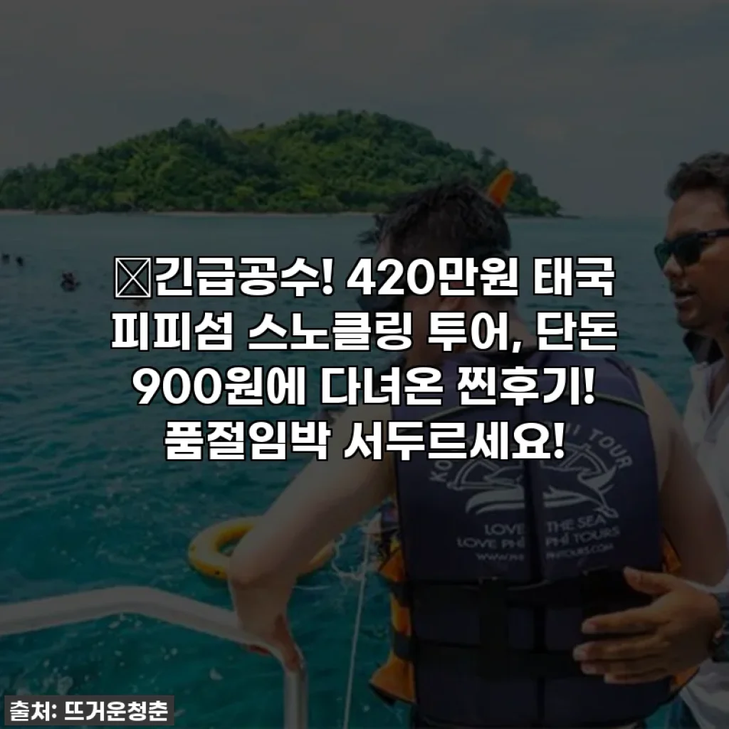 🎁긴급공수! 420만원 태국 피피섬 스노클링 투어, 단돈 900원에 다녀온 찐후기! 품절임박 서두르세요!