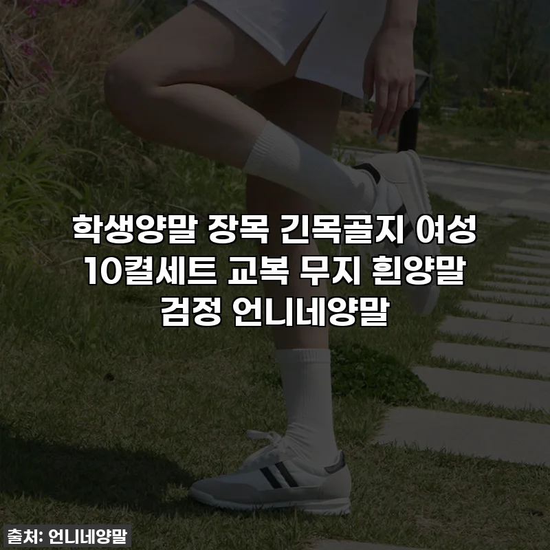 학생양말 장목 긴목골지 여성 10켤세트 교복 무지 흰양말 검정 언니네양말
