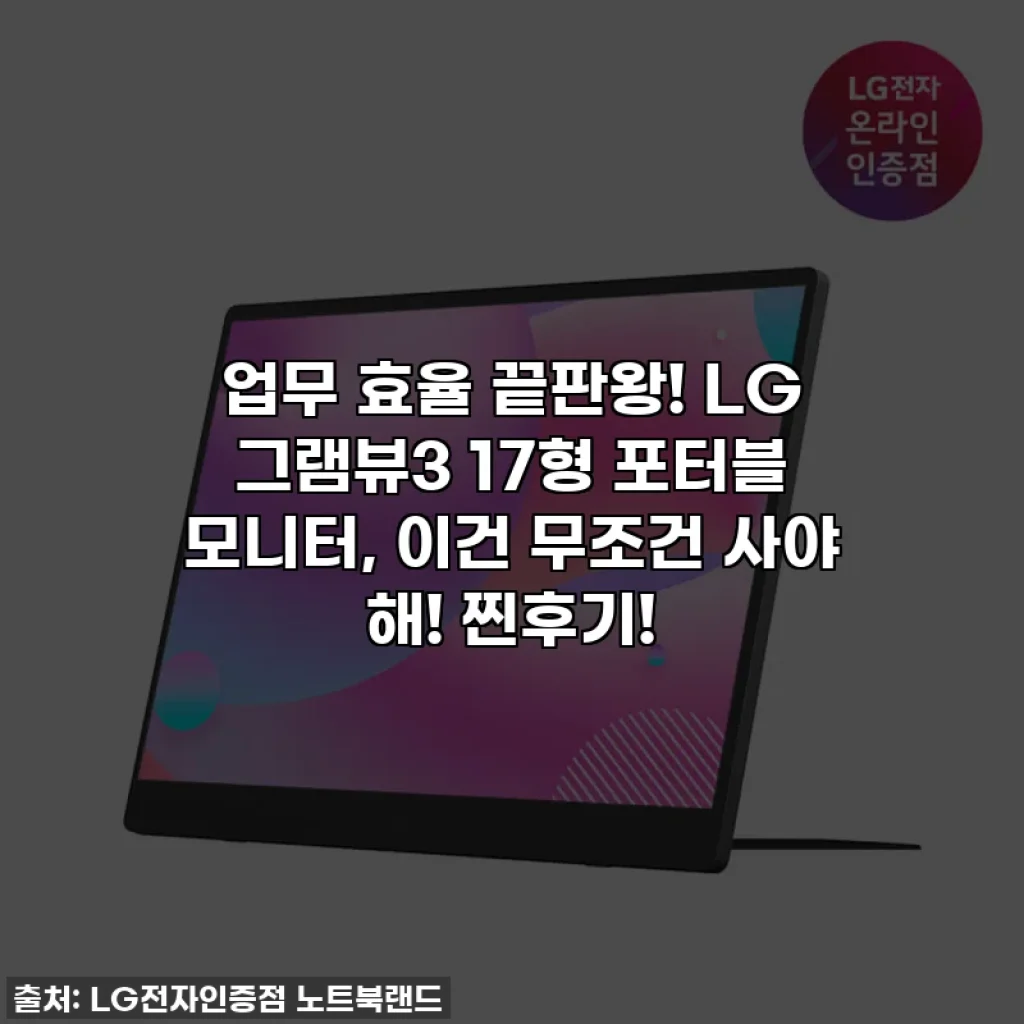 업무 효율 끝판왕! LG 그램뷰3 17형 포터블 모니터, 이건 무조건 사야 해! 찐후기!