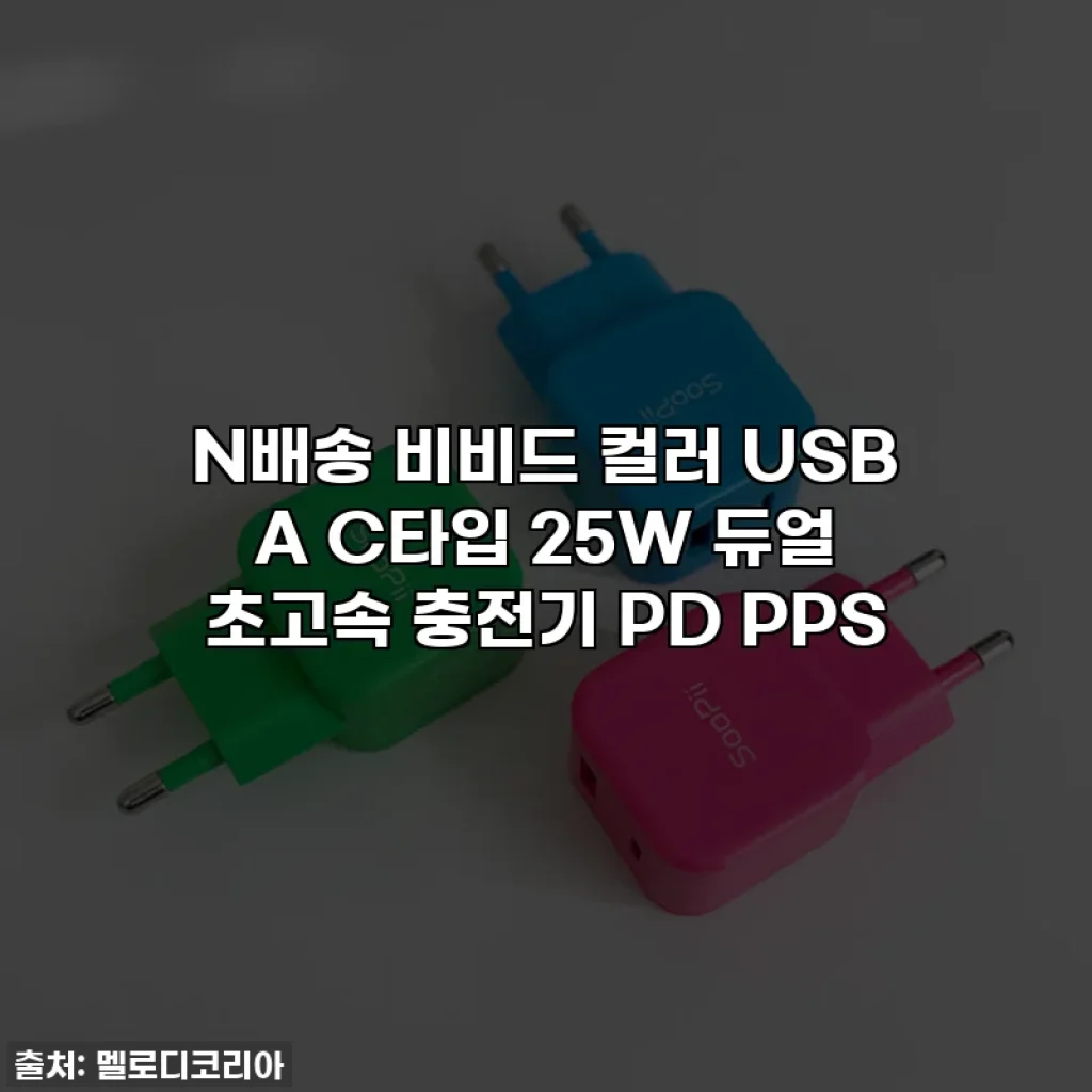 N배송 비비드 컬러 USB A C타입 25W 듀얼 초고속 충전기 PD PPS