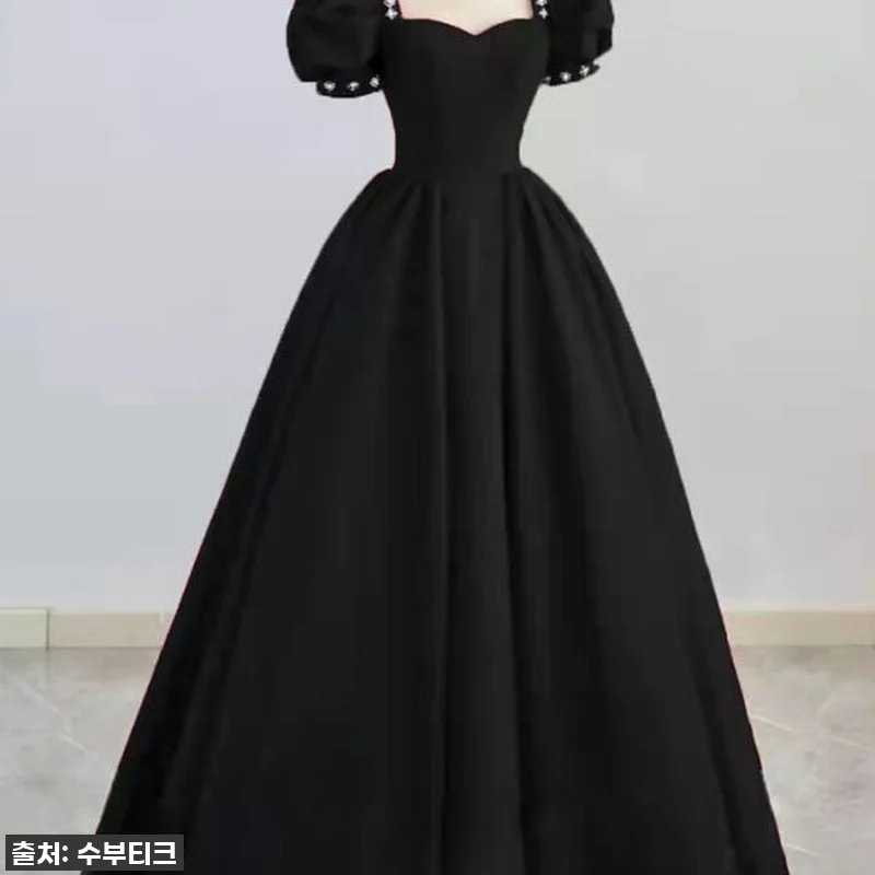 찐후기! 럭셔리 벨벳 새틴 블랙드레스 관련 이미지 1