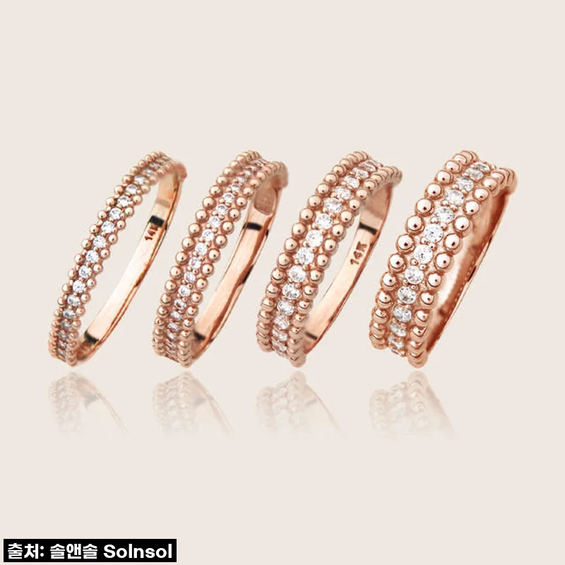 ✨이건 무조건 사야 해! 14K 골드 큐빅 데일리 레이어드 링, 내 손에서 빛나는 영롱함! (기간 한정 세일!)✨