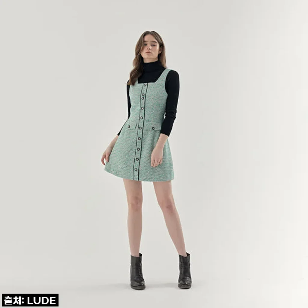 이건 진짜 주인공템! 루드 트위드 스퀘어넥 원피스, 쨍한 그린에 홀딱 반한 솔직 후기💚