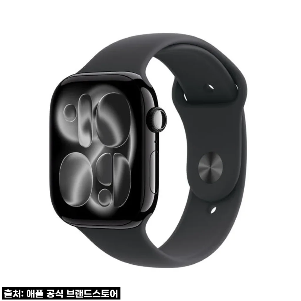 애플워치 11 셀룰러 46mm 제트 블랙 알루미늄 케이스 블랙 스포츠 밴드 (SM) MFC24KH/A
