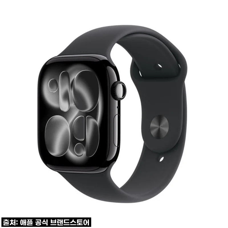 애플워치 11 셀룰러 46mm 제트 블랙 알루미늄 케이스 블랙 스포츠 밴드 (SM) MFC24KH/A