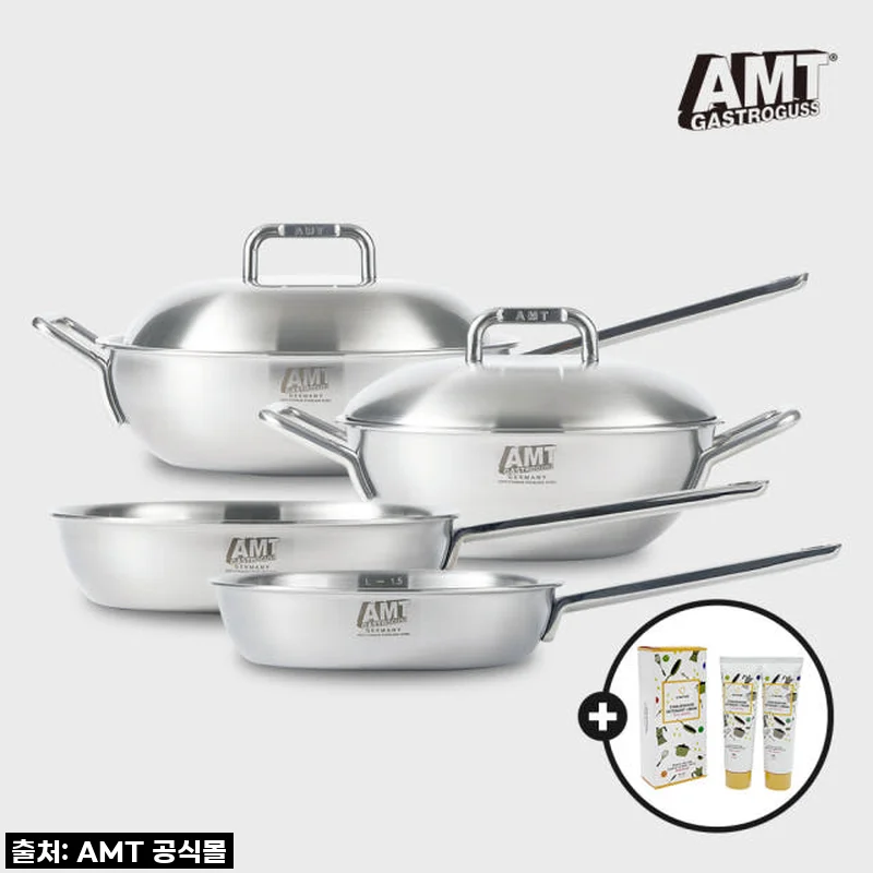 AMT 316Ti 통5중 팬&웍 4종세트(소테팬22,26,양수웍22,편수웍28)+사은품 큐네이처 크림세정제