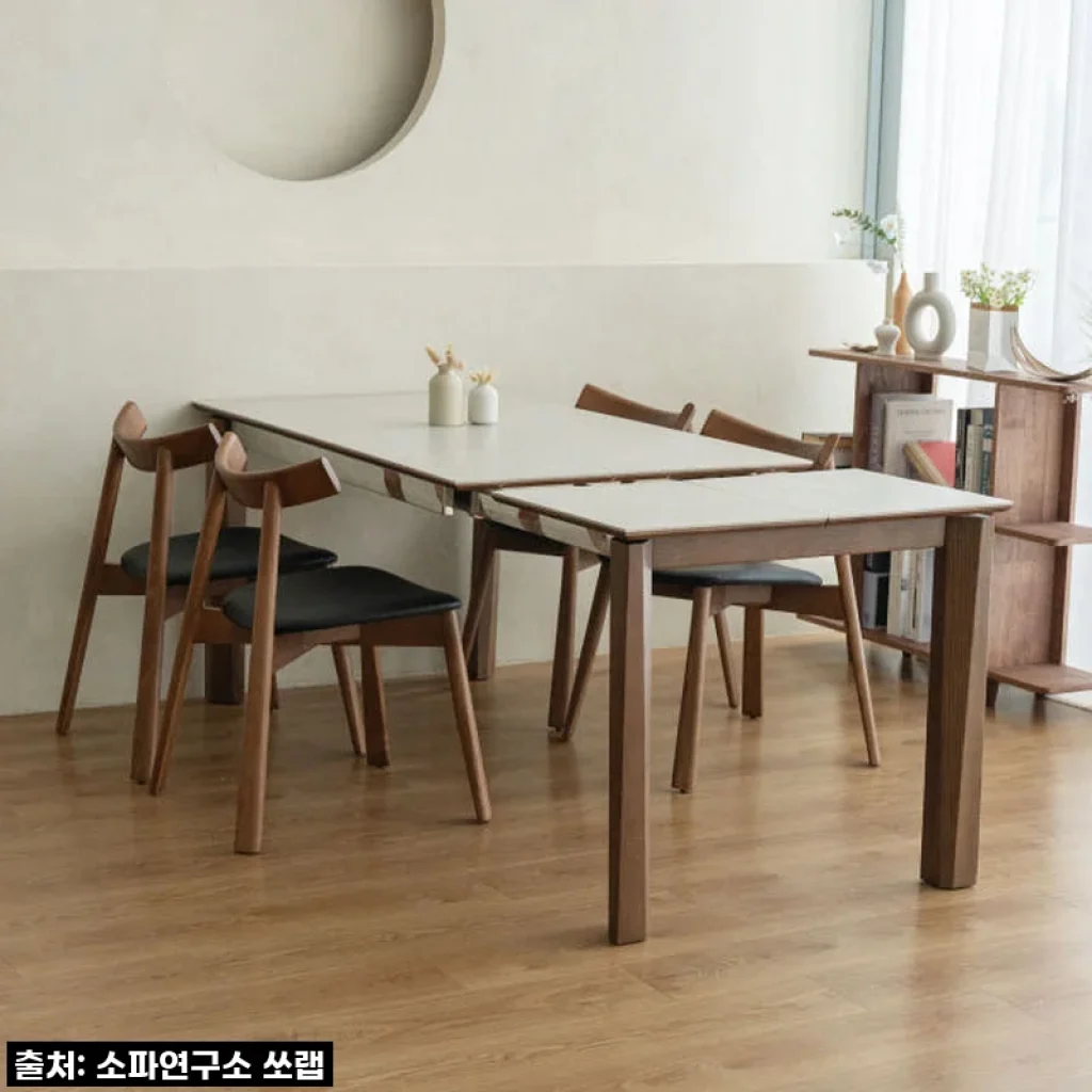 익스텐션 포세린 세라믹 파인 테이블 1450 1950 확장형 월넛 우드 원목 식탁 사용후기