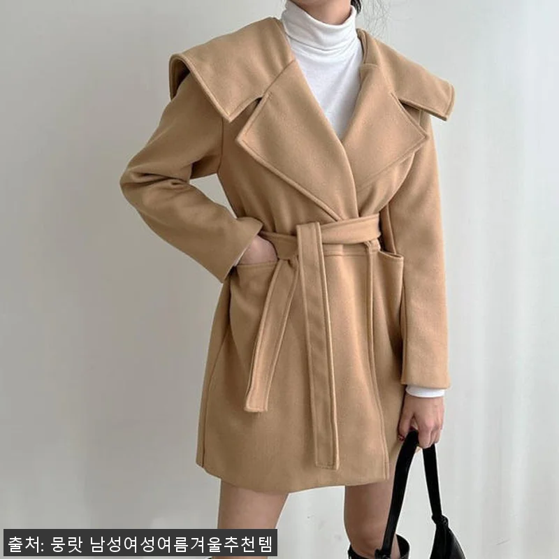 아이보리코트 여성모직반코트 빅카라하프 관련 이미지 2