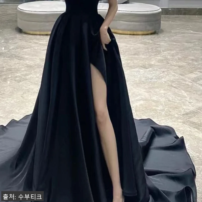 새틴 오프숄더 웨딩촬영 셀프웨딩 블랙 관련 이미지 2