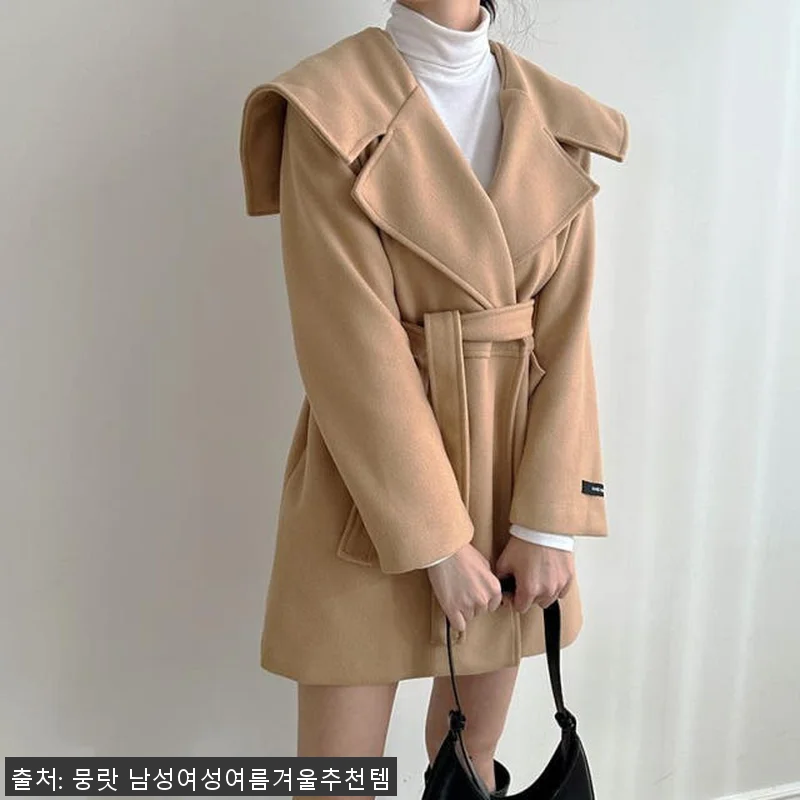 아이보리코트 여성모직반코트 빅카라하프 관련 이미지 3
