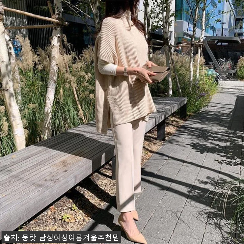빅사이즈니트 조끼 오버핏 베이지, 직 관련 이미지 3