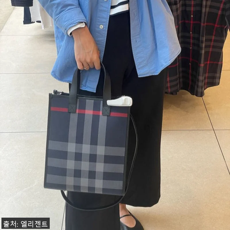 버버리 캔버스 체크 스몰 북 토트백 관련 이미지 5